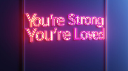 Words of Affirmation.  Love Languages. Neon sign displaying positive affirmations in vibrant colors.