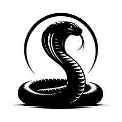 Fototapeta premium King Cobra black Silhouette the white background