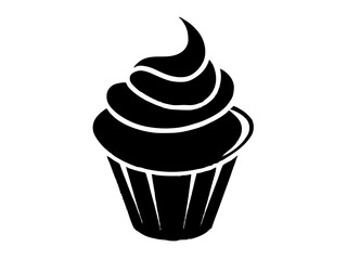 Cute Cupcake Icon with Swirl of Frosting, Frosted Cupcake Graphic, Delicious Dessert Art