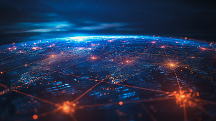 Abstract business Financial charts show a significant increase in profits in the stock market.This is driven by higher interest rates and continued growth. In the innovation world network of financial