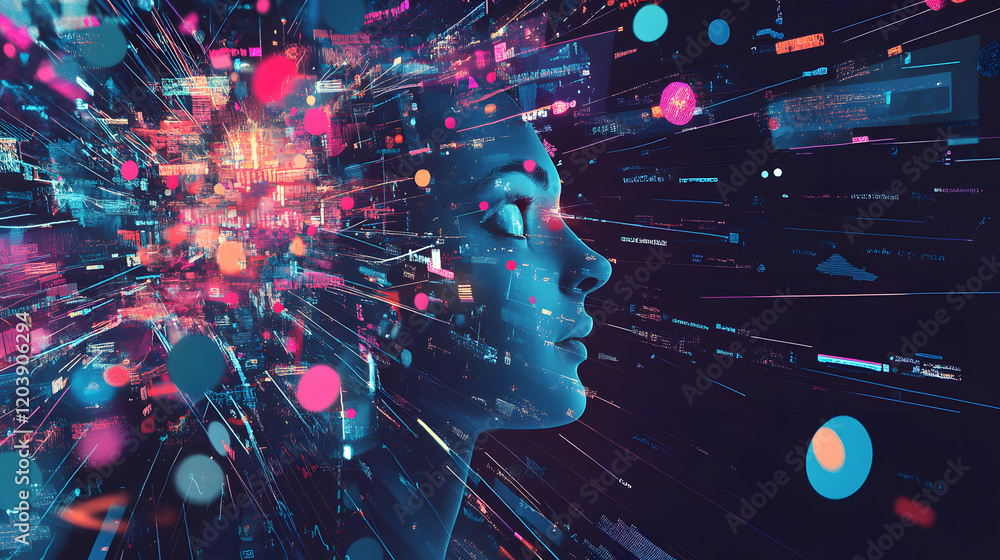 Poster a digital landscape analyzing social media sentiment through text data – representing 