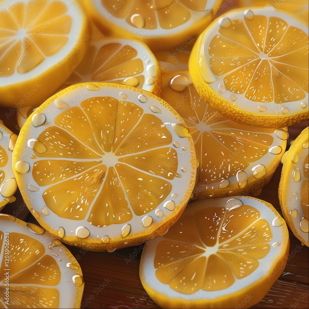 Poster refreshing lemon slices.