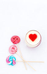 Panna cotta in snow - winter dessert for Valentine Day 