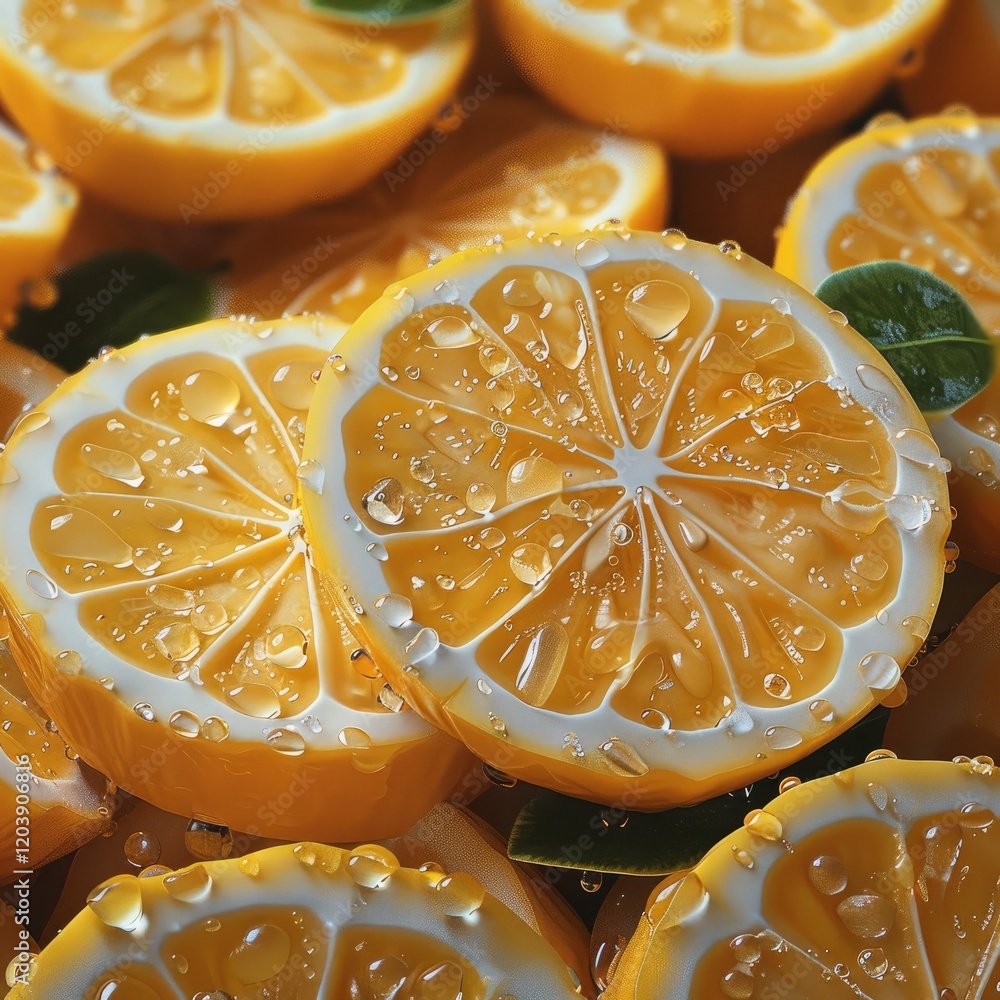 Poster refreshing lemon slices.