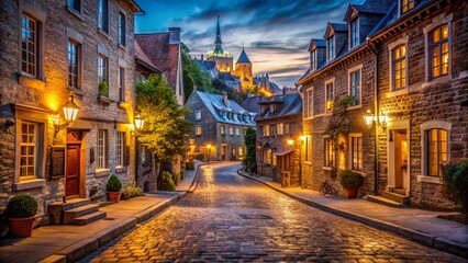 Nightfall over Old Quebec City: Vintage Charm & Cobblestone Streets