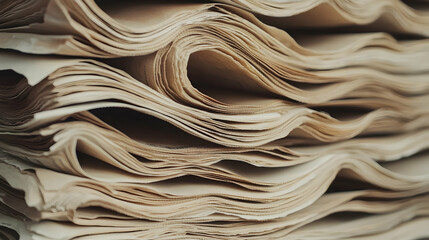 Stack of aged papers, close-up view, textured surface, archival documents, historical research