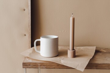 Simple Still Life With Mug and Candle