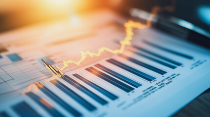 Abstract business Financial charts show a significant increase in profits in the stock market.This is driven by higher interest rates and continued growth. In the innovation world network of financial