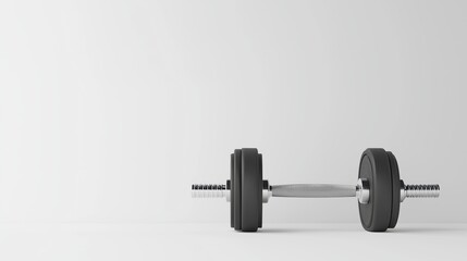 A dumbbell set on solid white background
