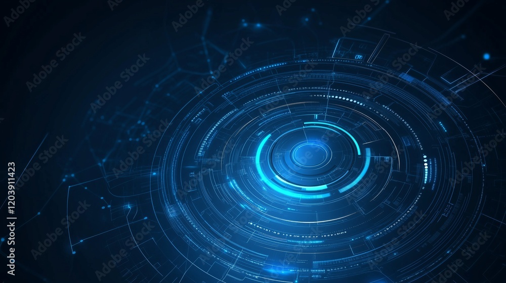 Poster blue cybersecurity lock secure reliability futuristic technology - by generative ai