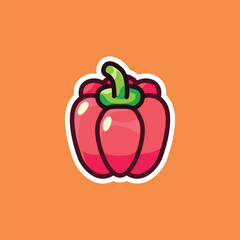 Vibrant Red Bell Pepper Cartoon Illustration for Healthy Food Designs. Isolated Cute Illustration