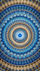 A single bold circle in the center surrounded by concentric, fragmented geometric patterns