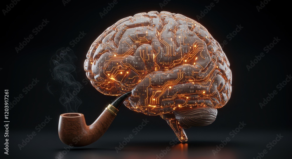 Aufkleber digital brain with circuit, concept of artificial intelligence