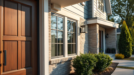 Luxury Home Exterior: Modern Brick House with Contemporary Design