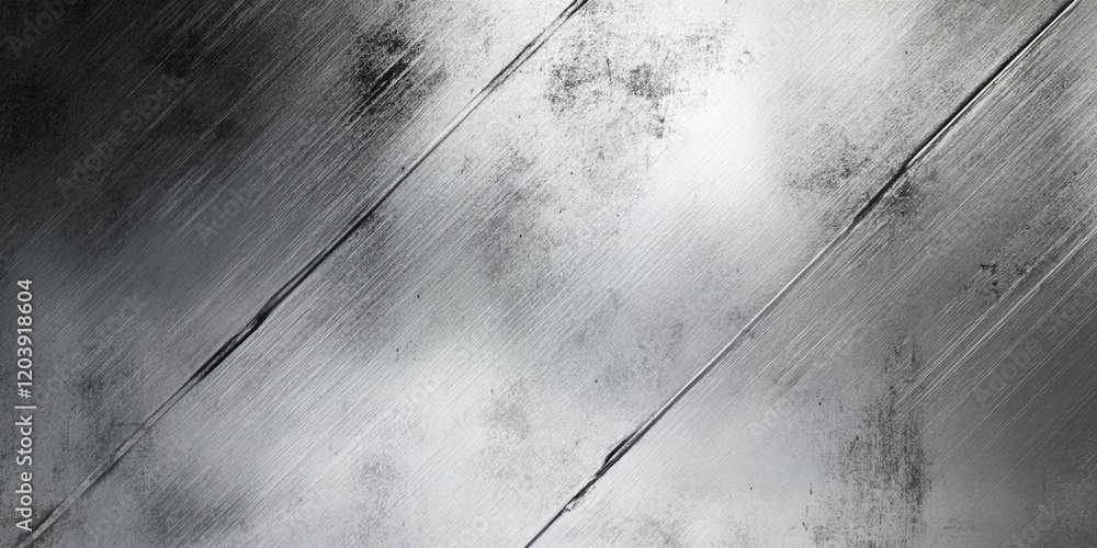 Poster metallic surface with textured patterns and faded shadows showcasing an industrial aesthetic and mod