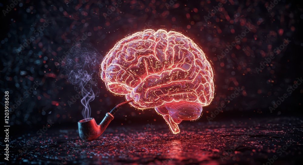 Poster digital brain with circuit, concept of artificial intelligence