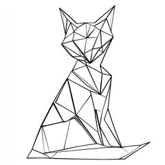 Geometric fox figure in a white background for art, design or decorative purposes