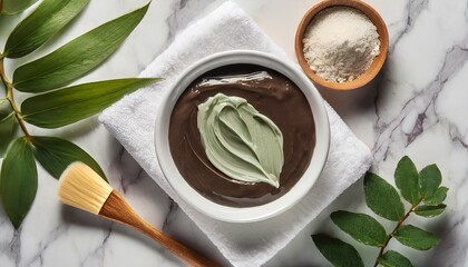 Facial Mask and Tools on Marble Surface