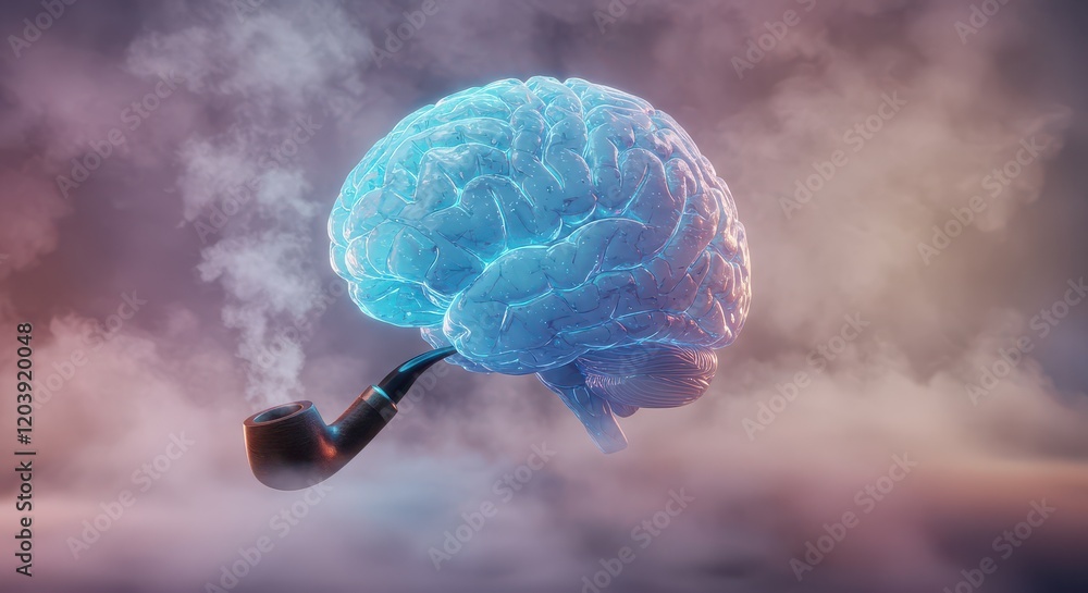 Poster digital brain with circuit, concept of artificial intelligence