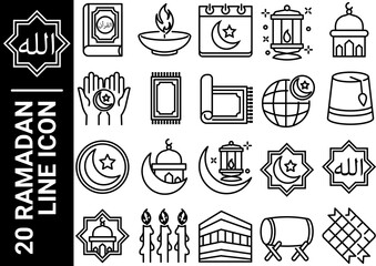 ramadan line icon, black and white