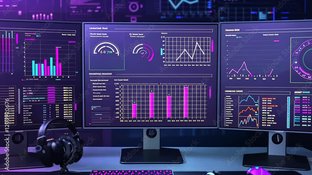 Poster ai, big data, and business analytics icons represent the integration of advanced technology in analy