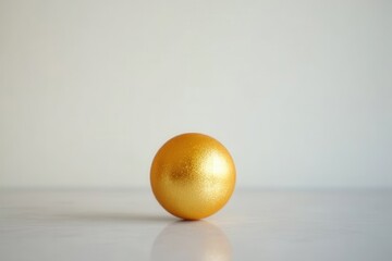 Elegant golden decoration, bright yellow sphere, prominently displayed on a white surface,...