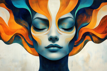 Mural flowing lines symbol of women’s transformation movement