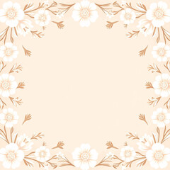 Obraz premium All around, a floral decorative pattern in white and pastel pink tones, symmetrical and harmonious, with a soft background in gradient colors between beige and light pink.