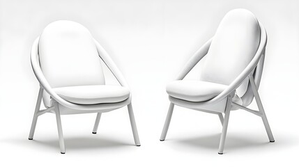 Fototapeta premium Modern Minimalist White Chairs Design