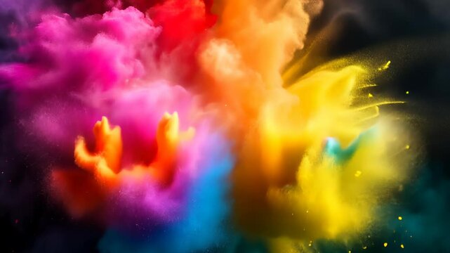 Colored powder explosion, A colorful, multi-colored background with a lot of small dots. The background is a mix of blue, red, and yellow