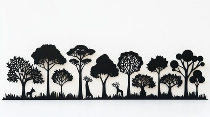 Black forest silhouette wall art decor, animals