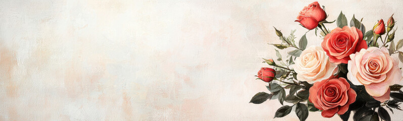 Fototapeta premium Vintage rose bouquet on textured background, perfect for elegant designs