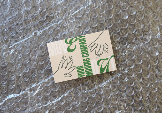 Business Card Design Template on Bubble Wrap Background