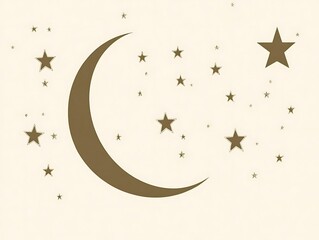 Crescent Moon and Stars Night Sky Design