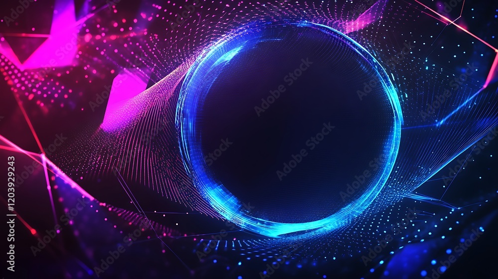Poster modern tech-themed banner featuring futuristic concepts and dynamic design
