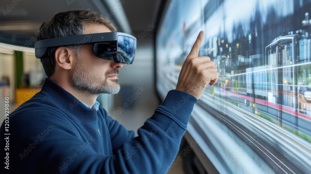 Aufkleber a railway engineer using augmented reality for track maintenance planning