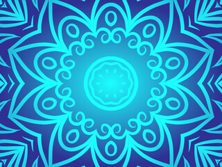 Blue caleidoscope classic gradient flower art pattern of traditional tenun batik ethnic dayak ornament for wallpaper ads background sticker or clothing