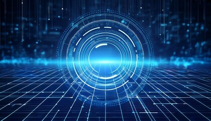Obraz premium Futuristic digital interface with artificial intelligence hologram, representing advanced technology, future networks, and abstract connections. Perfect for tech, AI, and innovation themes