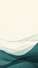 Abstract teal waves on cream background.