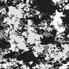 Digital camouflage background, army black, white, and gray color, with a blend of natural colors used for camouflage
