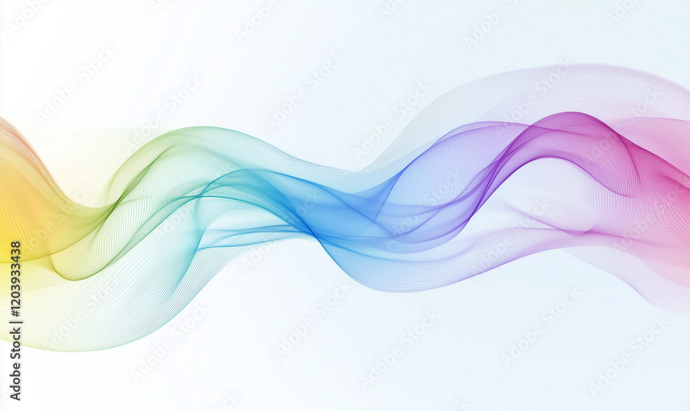 Poster colorful, flowing waves of abstract design create a sense of motion and vibrancy on a light backgrou