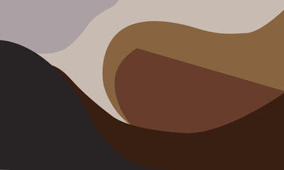 modern abstract art print characterized by flowing, layered shapes in a rich palette of earthy tones, including shades of black, brown, taupe, and beige, Perfect for living rooms, bedrooms, or office 