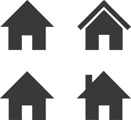 Set of Four House Icons – Vector Design for Real Estate