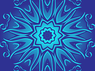 Blue caleidoscope classic gradient flower art pattern of traditional tenun batik ethnic dayak ornament for wallpaper ads background sticker or clothing