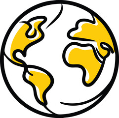 Stylized Globe Icon with Yellow Accents – Vector Design"