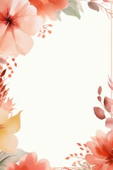 Fototapeta premium Floral design featuring soft orange and pink petals surrounding a blank space ideal for notes or invitations in a serene setting