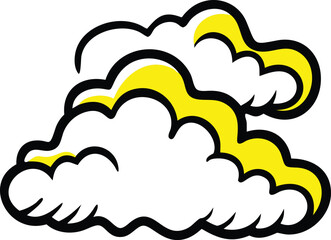 Artistic Cloud Design with Yellow Accent – High-Quality Vector