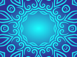 Blue caleidoscope classic gradient flower art pattern of traditional tenun batik ethnic dayak ornament for wallpaper ads background sticker or clothing