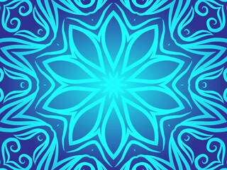 Blue caleidoscope classic gradient flower art pattern of traditional tenun batik ethnic dayak ornament for wallpaper ads background sticker or clothing