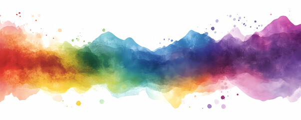 Rainbow watercolor wash, white background, design element